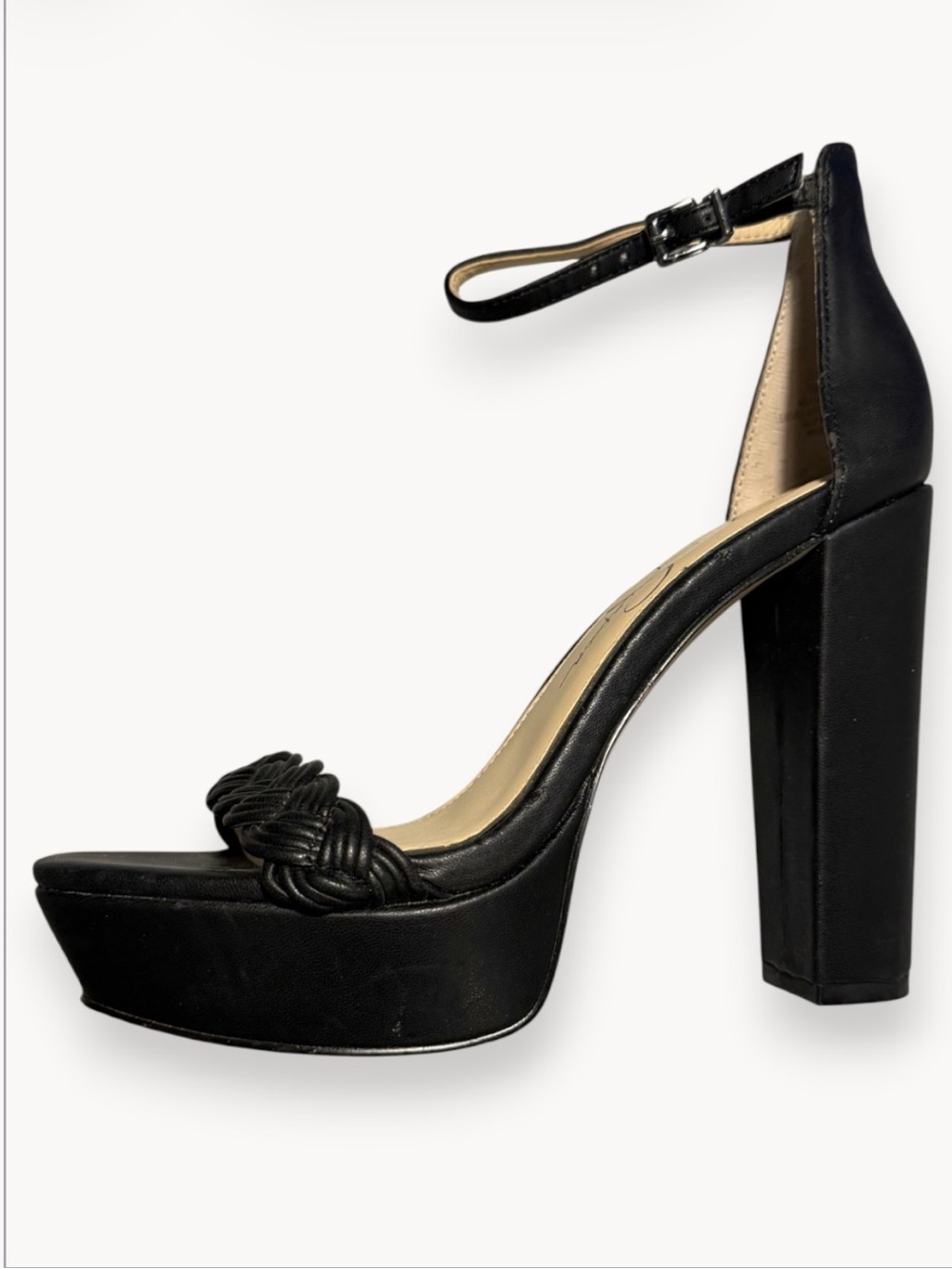 Jessica Simpson Black Knotted Toe Platform Ankle-Strap Sandal